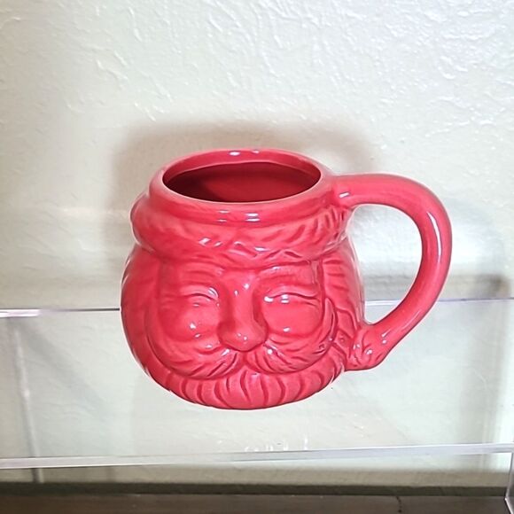 Earthenware Unique Solid Red Santa Coffee Mug - Picture 1 of 4